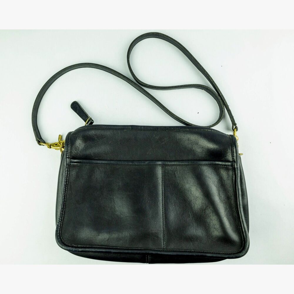 Vintage Coach Companion Black Leather Black Crossbody Bag